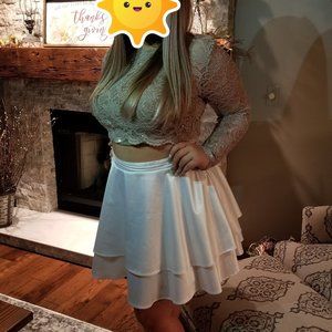 Homecoming/Party 2-Piece Dress in Gold & Ivory